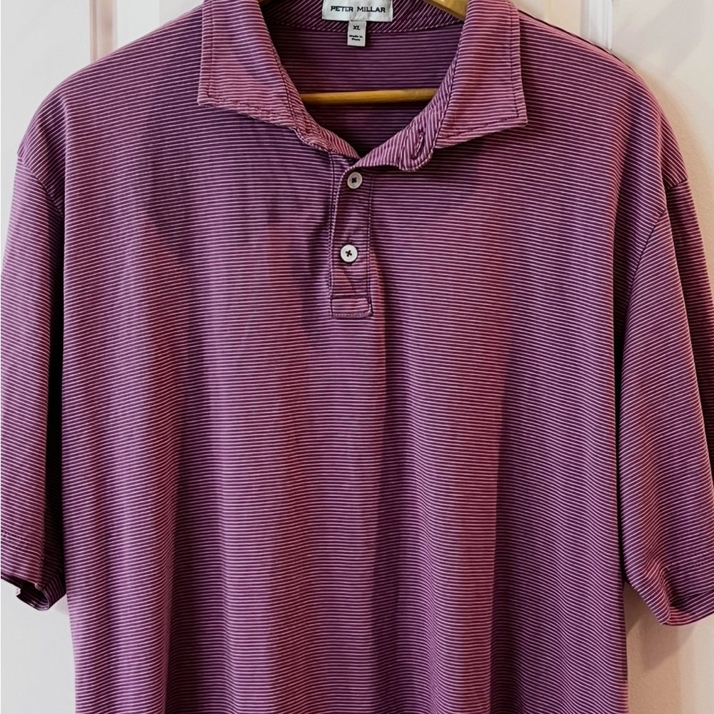 Peter Millar Purple Striped Polo Shirt